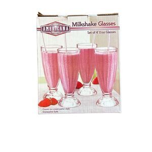 Americana Classics Set‎ of 4 Milkshake Glasses new